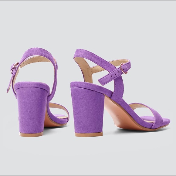 Women's Chunky Heels Square Toe block Sandals Wedding Prom - lilac size 7 - Picture 2 of 6